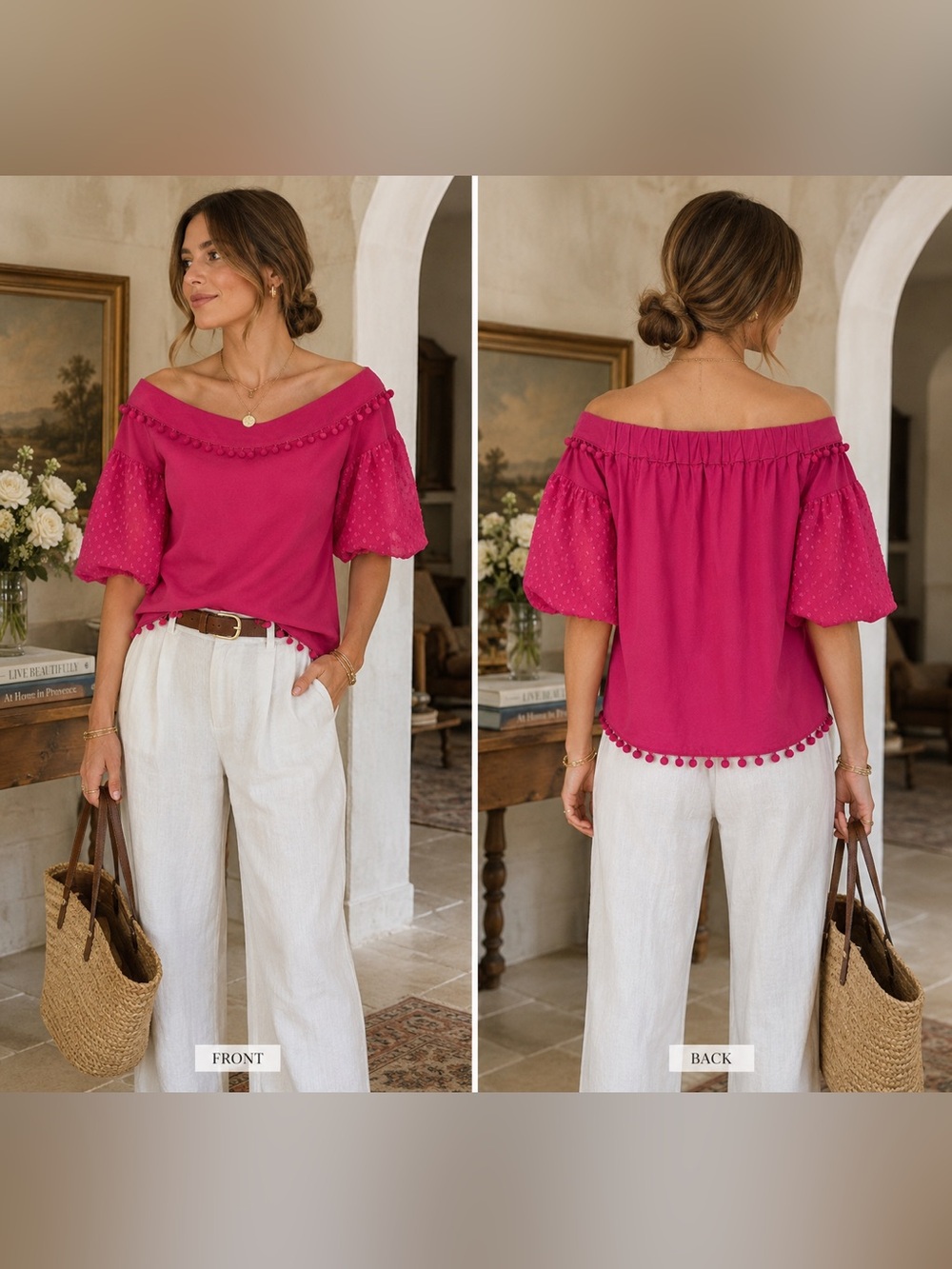 UMGEE Swiss Dot Puff Sleeve Top EUC